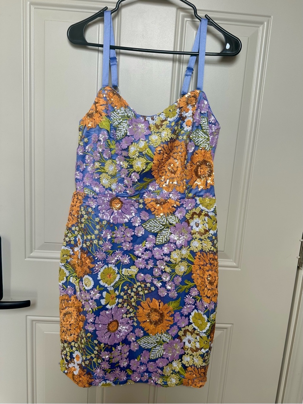 Boston Proper Lavender Satin Dress with Yellow Accent